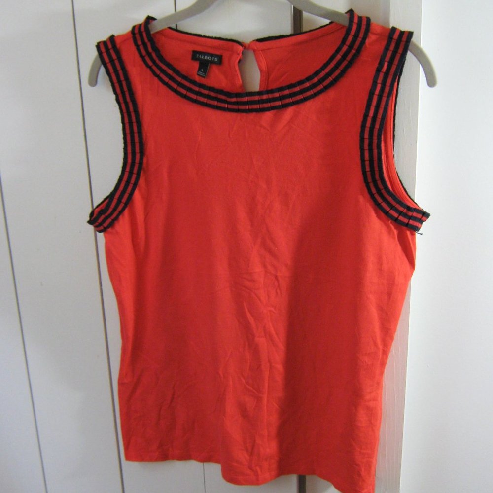 Talbots Red and Navy Top